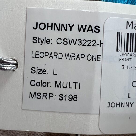 Johnny Was BLUE Leopard Wrap One Piece Swimsuit Large Floral $198 NEW Beach - Picture 9 of 13